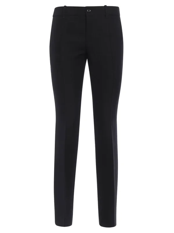 BLACK WOOL SILK SLIM PANTS made by Gucci