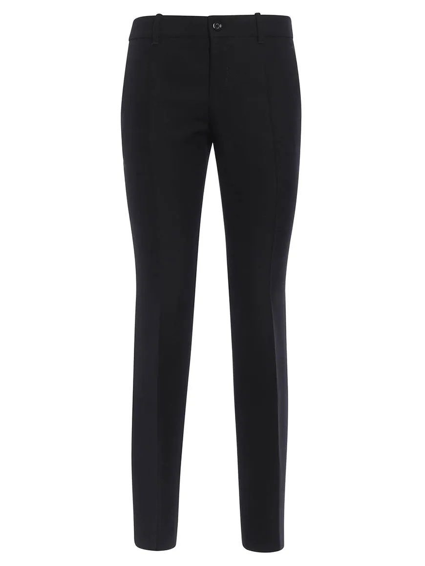 BLACK WOOL SILK SLIM PANTS sold by Lord & Taylor