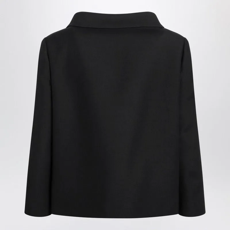 BLACK WOOL SILK CROPPED JACKET sold by Lord & Taylor product image thumbnail 2