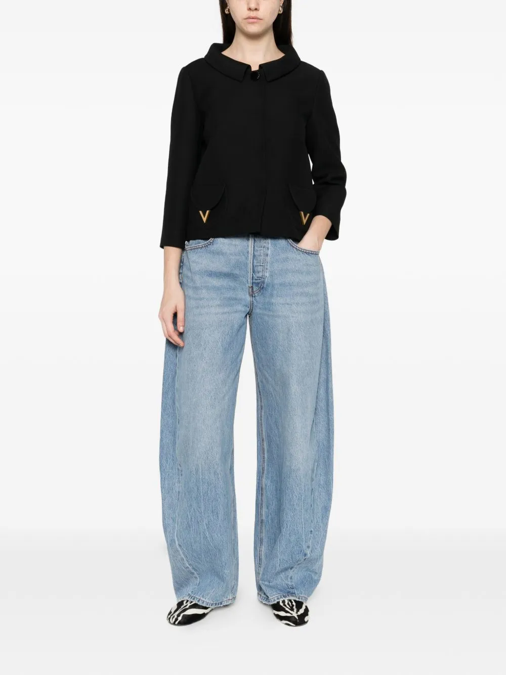 BLACK WOOL SILK CROPPED JACKET sold by Lord & Taylor product image thumbnail 4