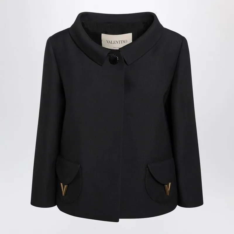 BLACK WOOL SILK CROPPED JACKET sold by Lord & Taylor