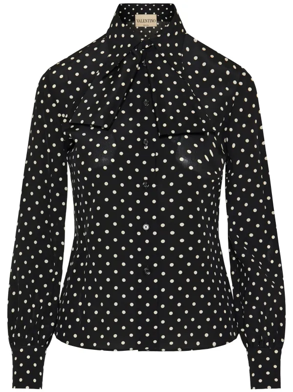 BLACK SILK PRINT SHIRT sold by Lord & Taylor