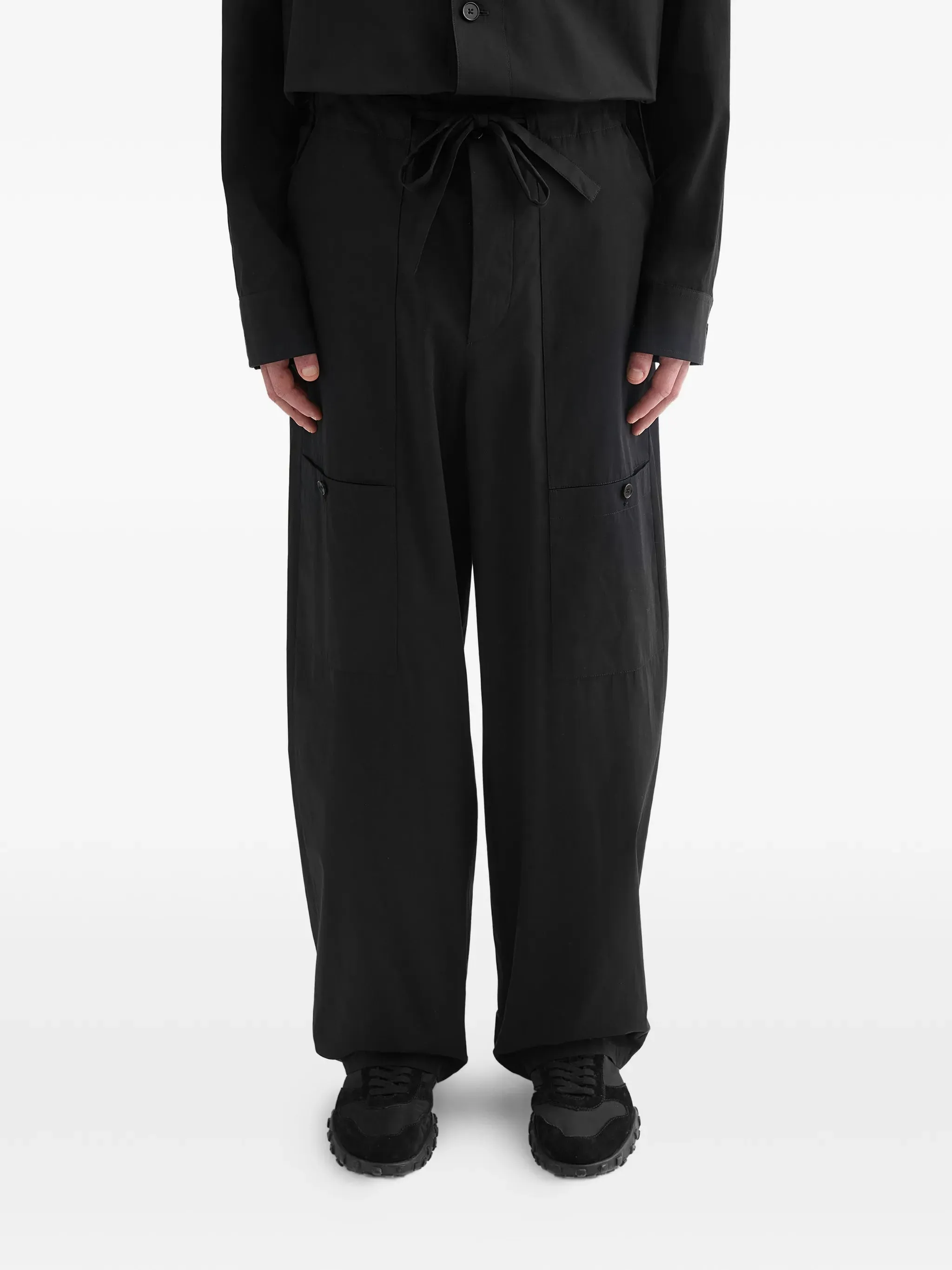 BLACK COTTON WIDE LEG PANTS sold by Lord & Taylor product image thumbnail 2