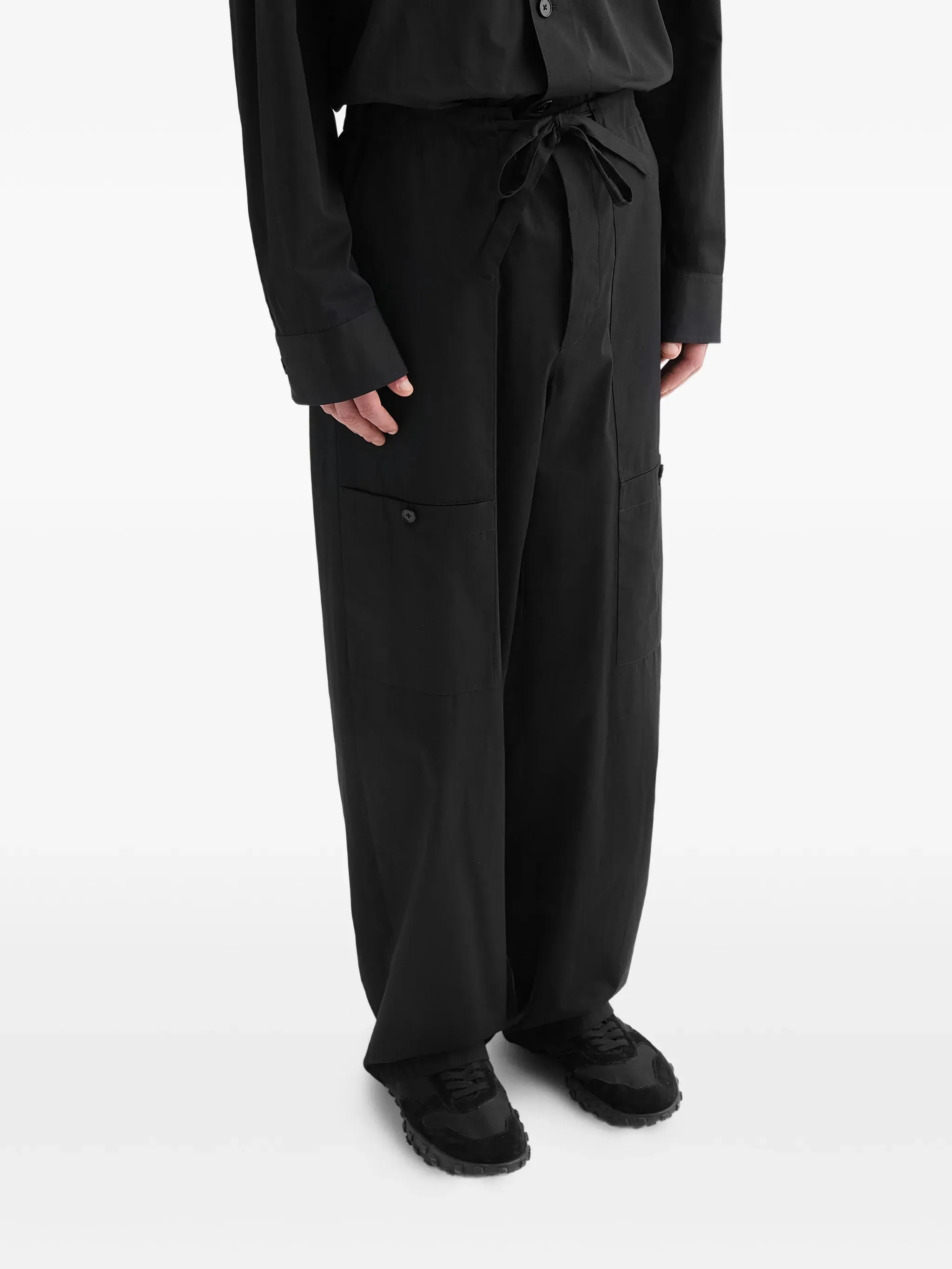BLACK COTTON WIDE LEG PANTS sold by Lord & Taylor product image thumbnail 3