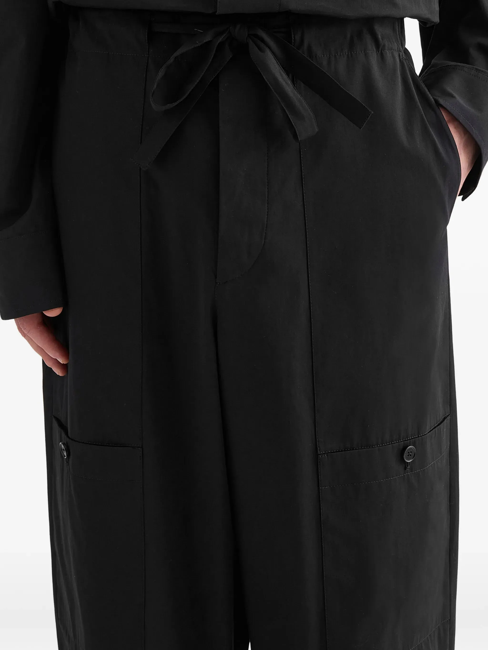 BLACK COTTON WIDE LEG PANTS sold by Lord & Taylor product image thumbnail 4