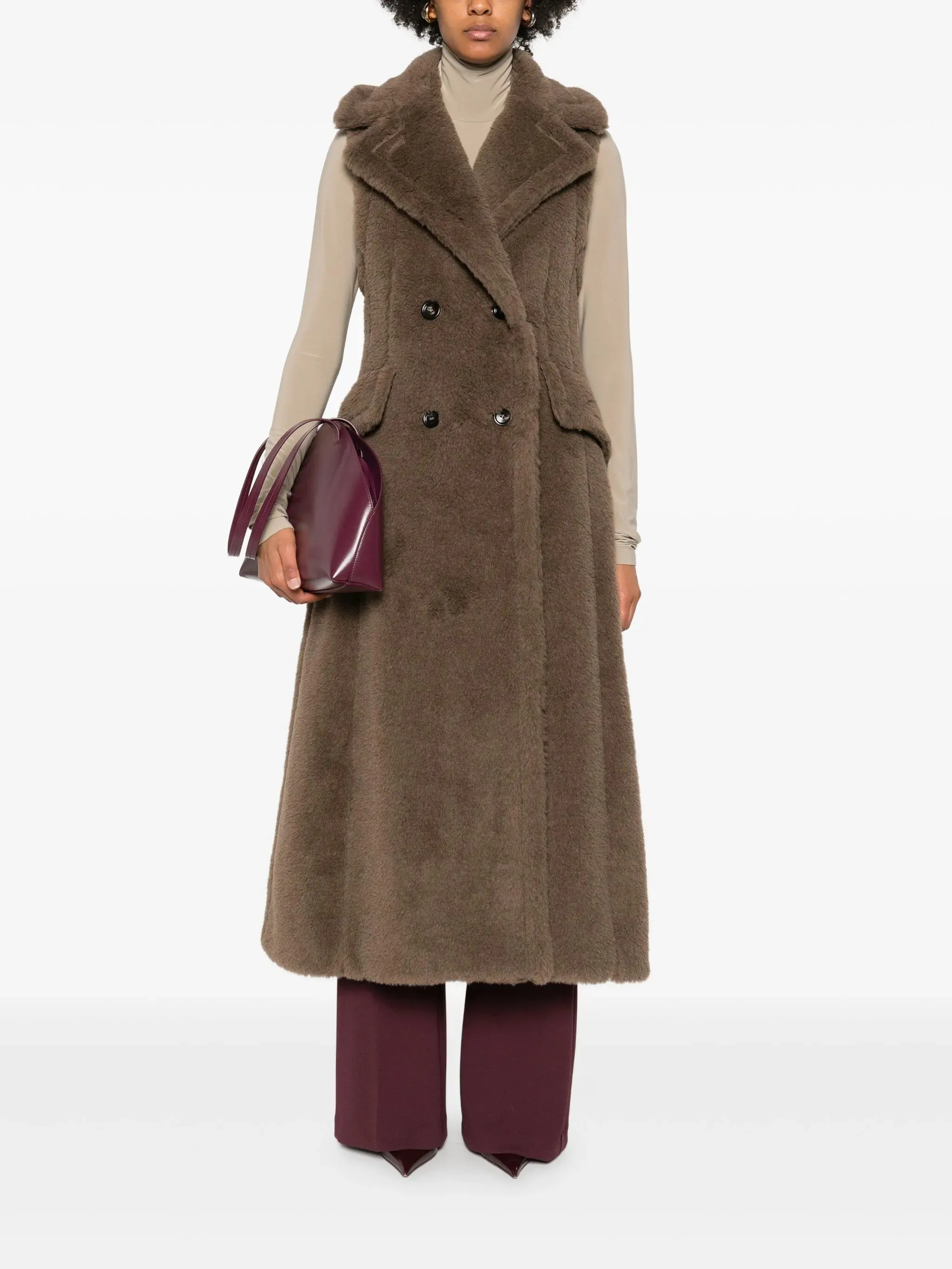 BROWN WOOL SILK GILET sold by Lord & Taylor product image thumbnail 2