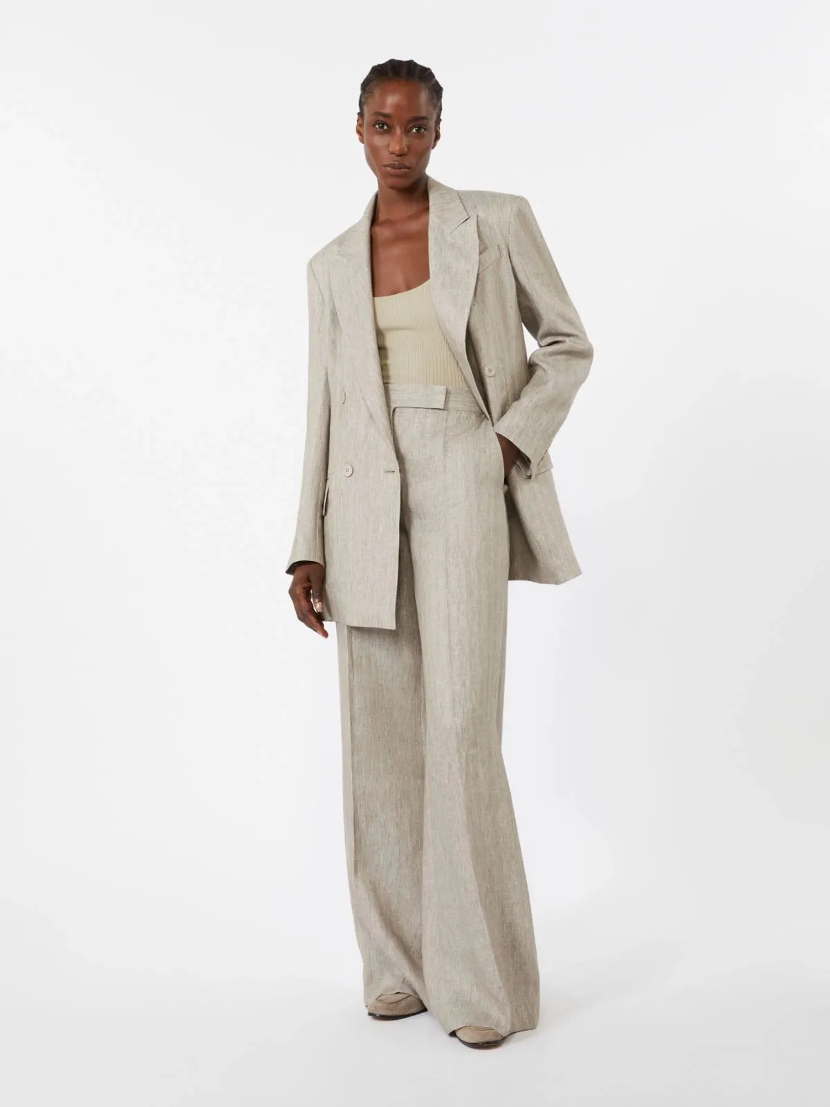 GREY LINEN WIDE LEG PANTS sold by Lord & Taylor product image thumbnail 2