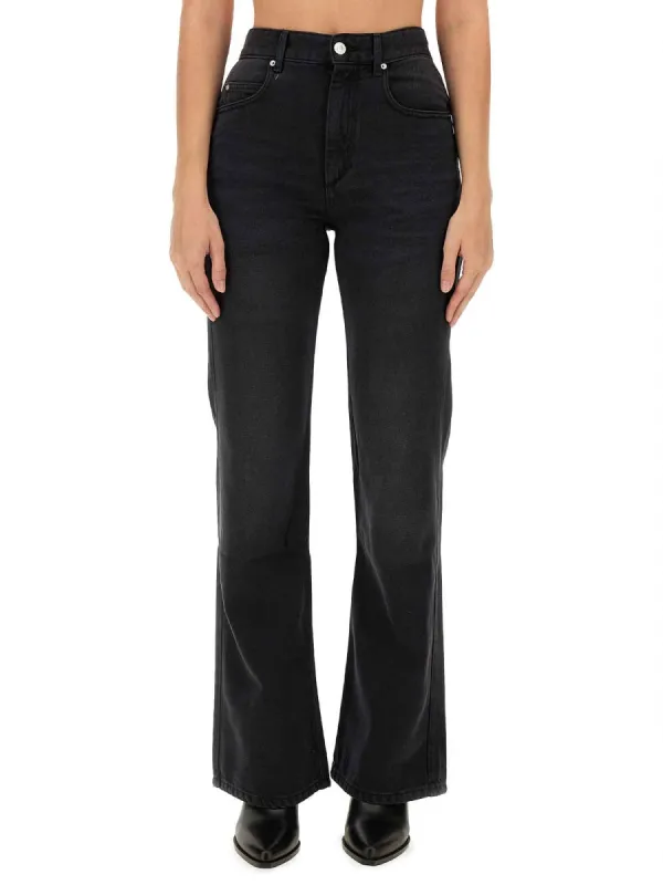 BLACK LYOCELL COTTON BOOTCUT JEANS made by Isabel Marant