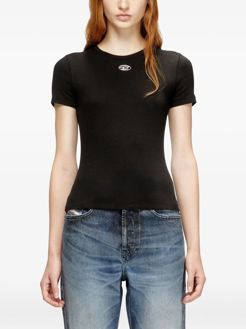 BLACK COTTON ELASTANE RIBBED T-SHIRTS sold by Lord & Taylor product image thumbnail 4
