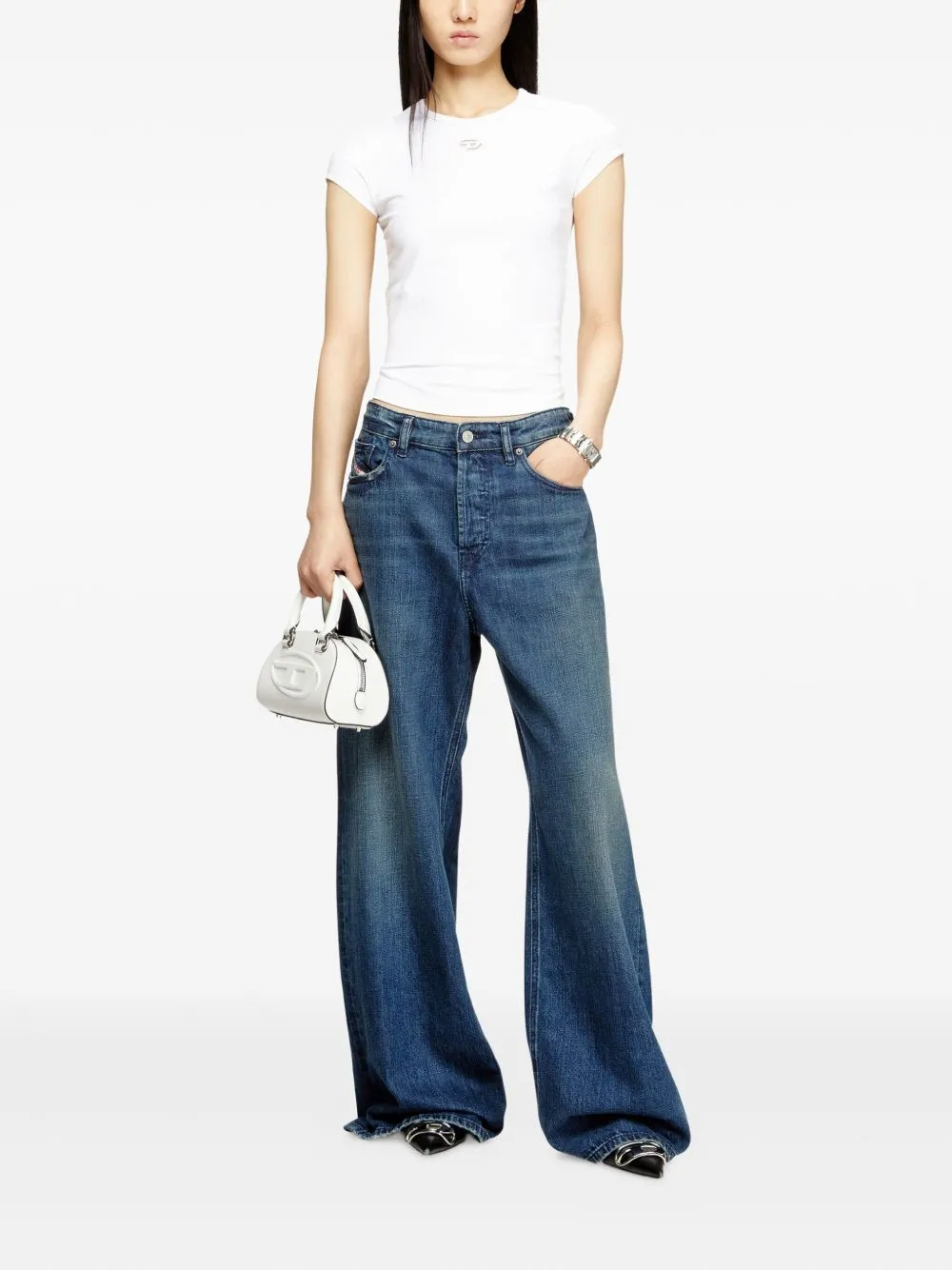 WHITE COTTON ELASTANE OVAL T-SHIRTS sold by Lord & Taylor product image thumbnail 2