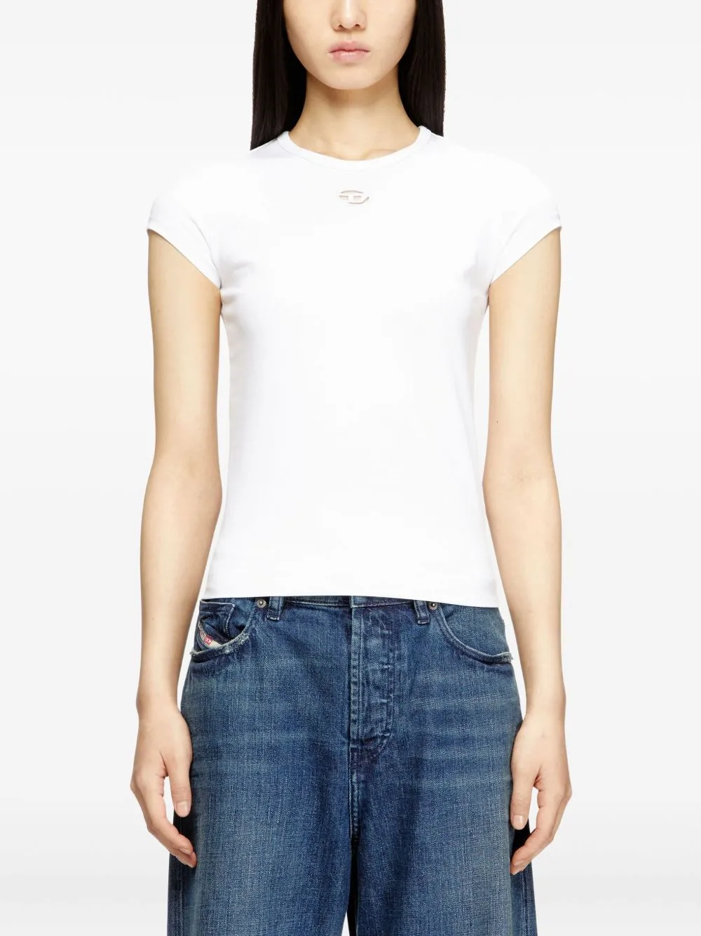 WHITE COTTON ELASTANE OVAL T-SHIRTS sold by Lord & Taylor product image thumbnail 3