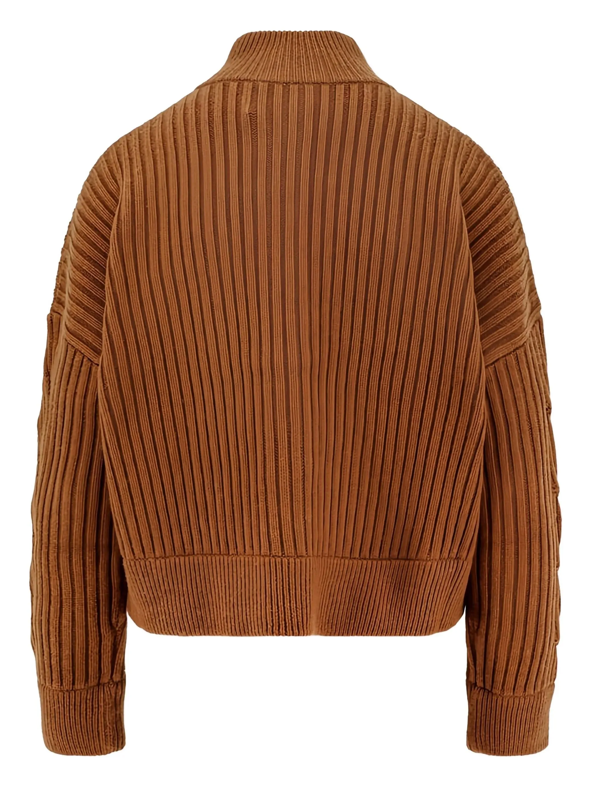 BROWN WOOL CASHMERE RIBBED CARDIGAN sold by Lord & Taylor product image thumbnail 2