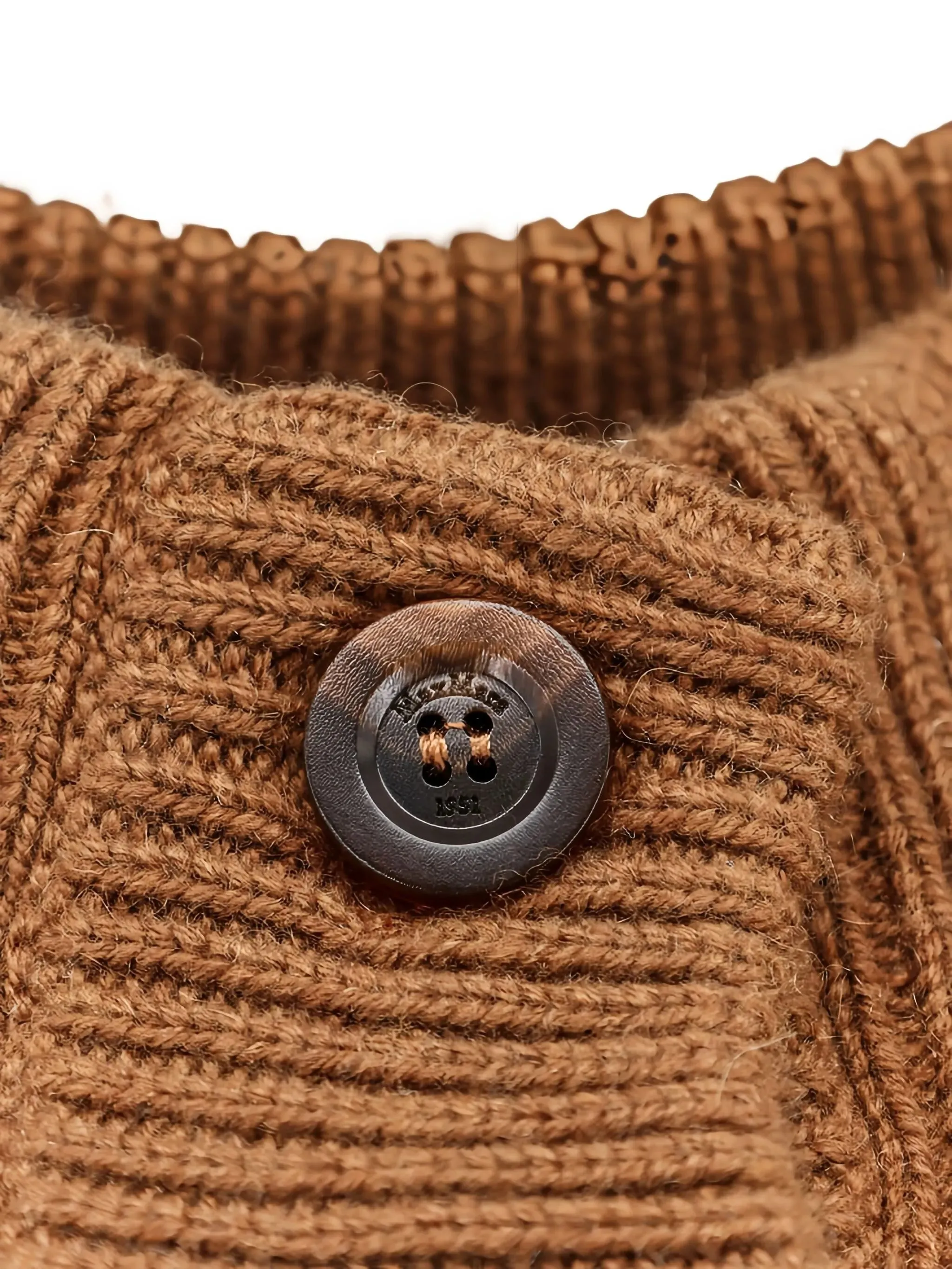 BROWN WOOL CASHMERE RIBBED CARDIGAN sold by Lord & Taylor product image thumbnail 3