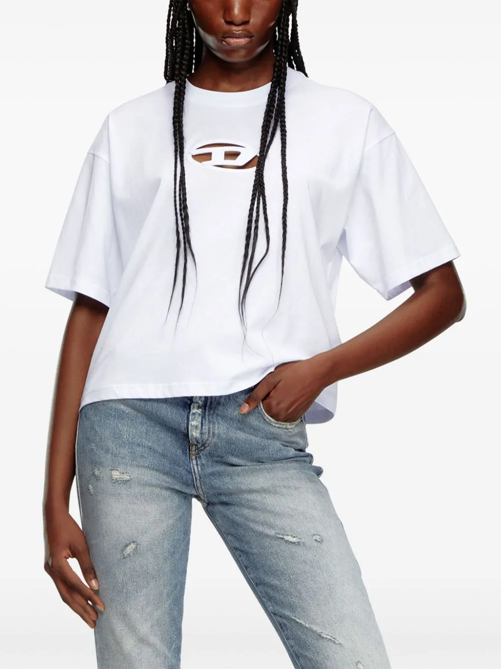 WHITE ORGANIC COTTON CROP T-SHIRT sold by Lord & Taylor product image thumbnail 4
