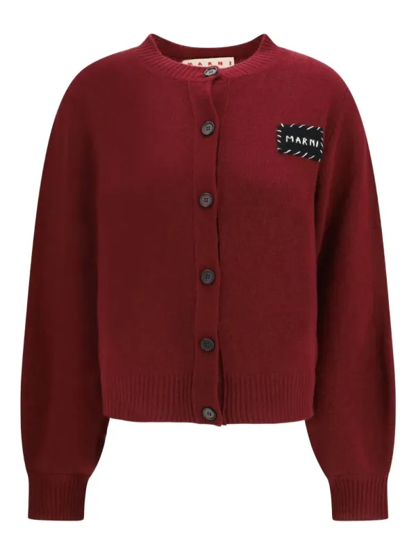 BUTTON-FASTENING CARDIGAN WITH LOGO PATCH made by Marni