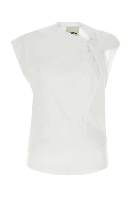 WHITE NAYDA SLEEVELESS T-SHIRT KNOT DETAIL made by Isabel Marant
