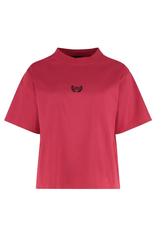 RED SS T-SHIRT BLACK EMBROIDERED LOGO made by Balenciaga
