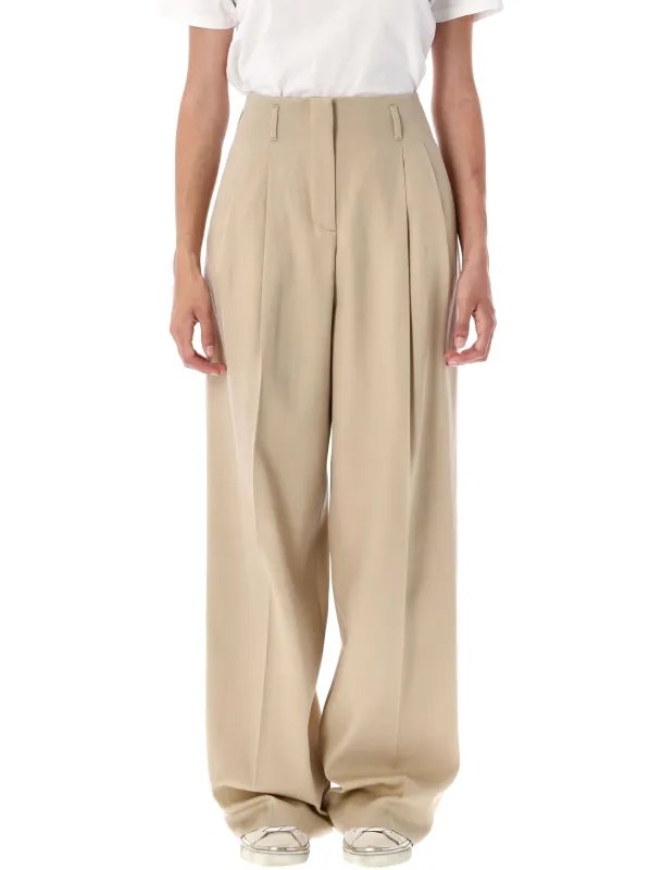 BEIGE CAMEL STRAIGHT LEG TROUSERS made by Golden Goose