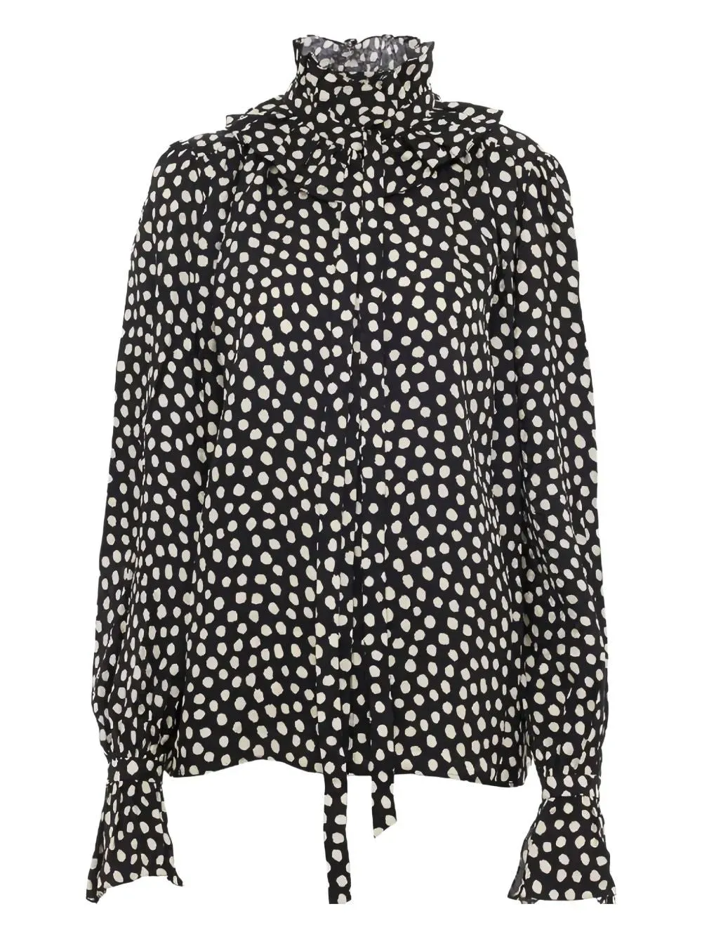 BLACK LS TOP BEIGE POLKA DOTS KNOT DETAIL sold by Lord & Taylor