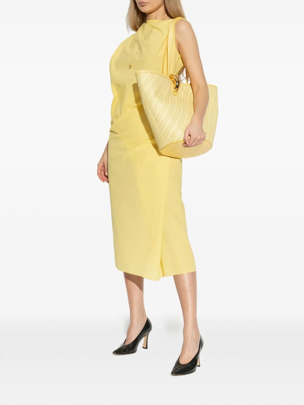 YELLOW SLEEVELESS DRAP MAXI DRESS sold by Lord & Taylor product image thumbnail 3
