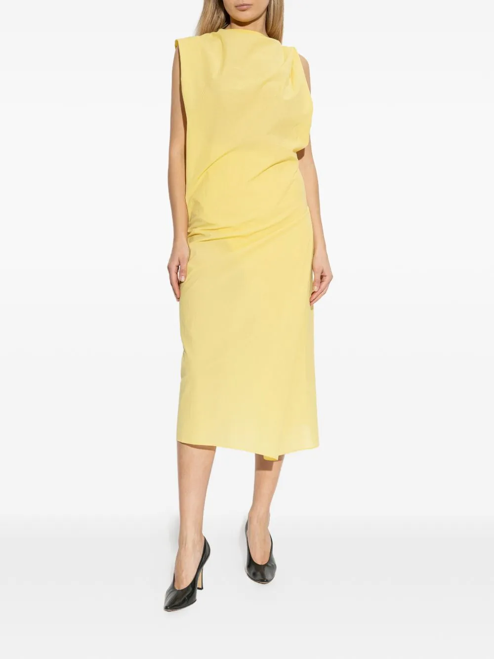 YELLOW SLEEVELESS DRAP MAXI DRESS sold by Lord & Taylor