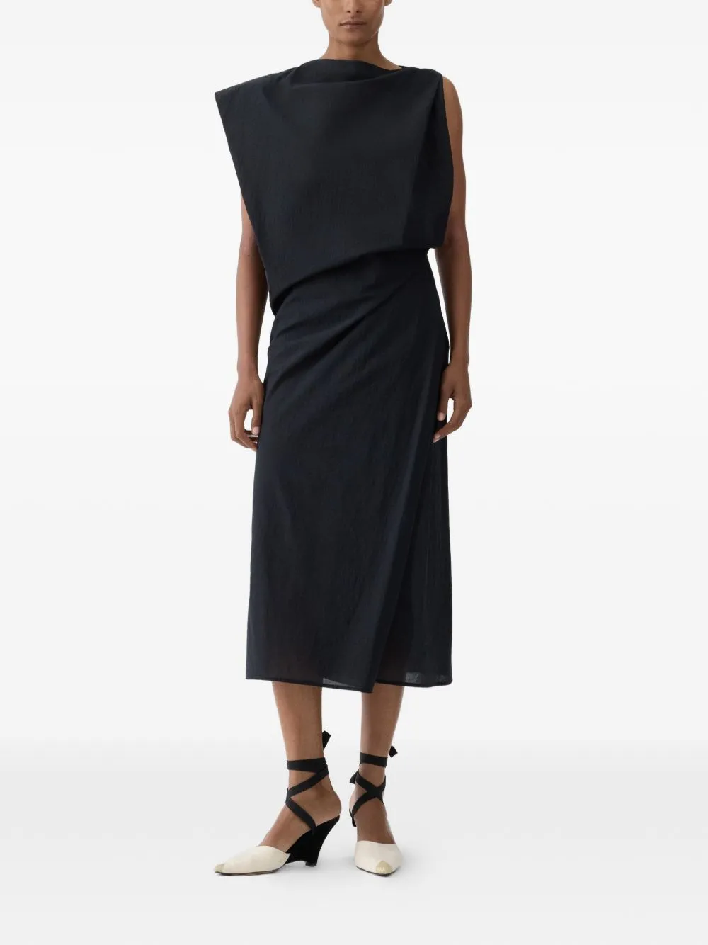 BLACK SLEEVELESS DRAP MAXI DRESS sold by Lord & Taylor product image thumbnail 4