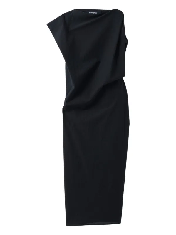 BLACK SLEEVELESS DRAP MAXI DRESS made by Jacquemus