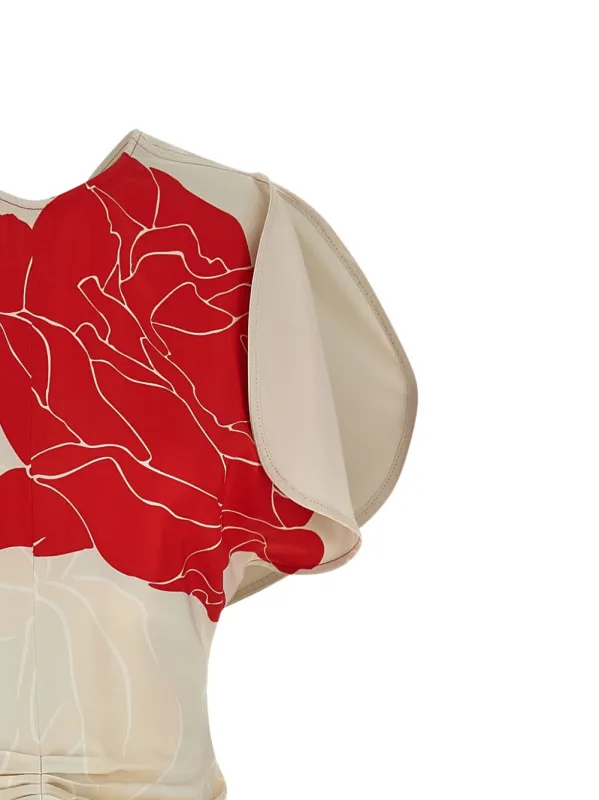 NATURAL SLEEVELESS MIDI DRESS RED FLOWER sold by Lord & Taylor