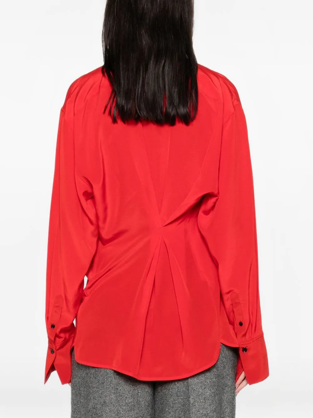 RED BLOUSE DRAPED DETAIL NECK BOW sold by Lord & Taylor product image thumbnail 4