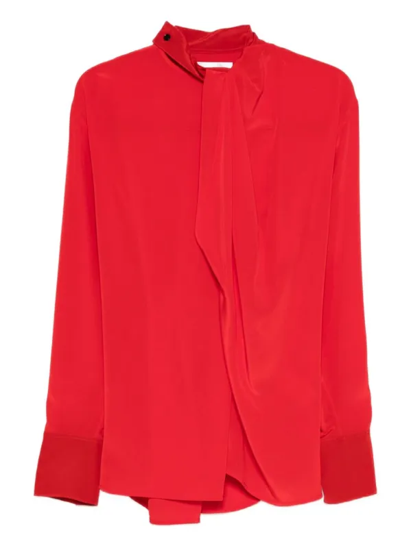 RED BLOUSE DRAPED DETAIL NECK BOW made by Victoria Beckham