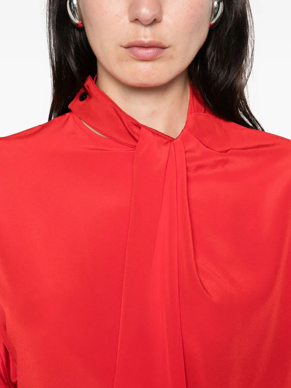 RED BLOUSE DRAPED DETAIL NECK BOW sold by Lord & Taylor product image thumbnail 5