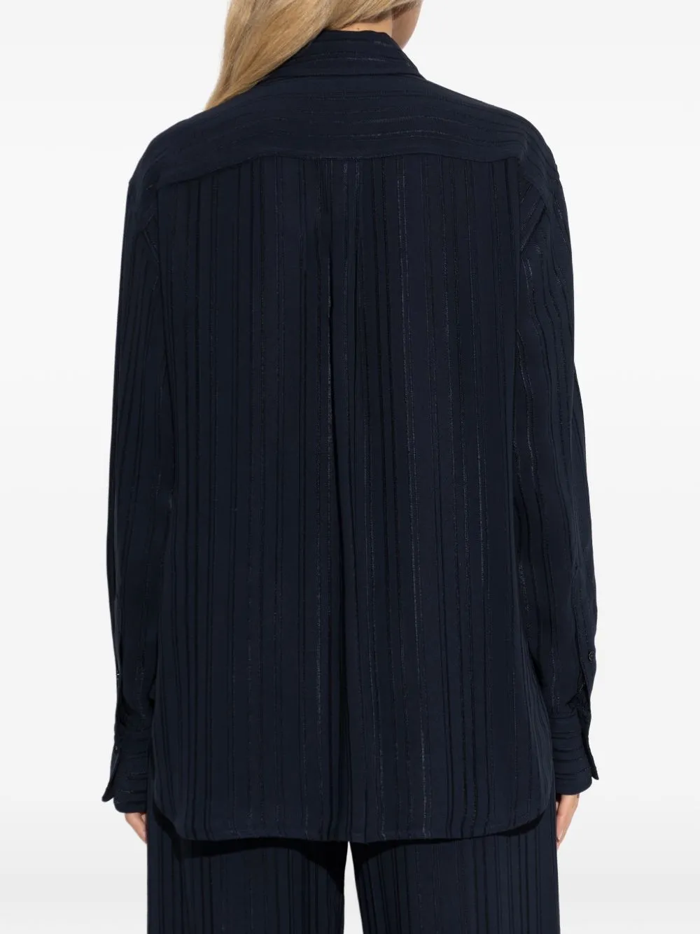 NAVY PYJAMA SHIRT EMBROIDERED STRIPES sold by Lord & Taylor product image thumbnail 3