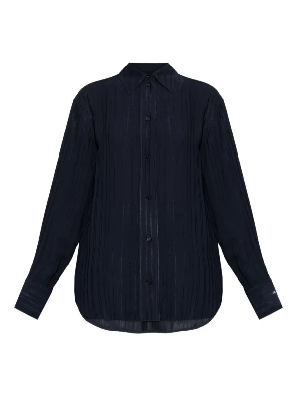 NAVY PYJAMA SHIRT EMBROIDERED STRIPES made by Victoria Beckham