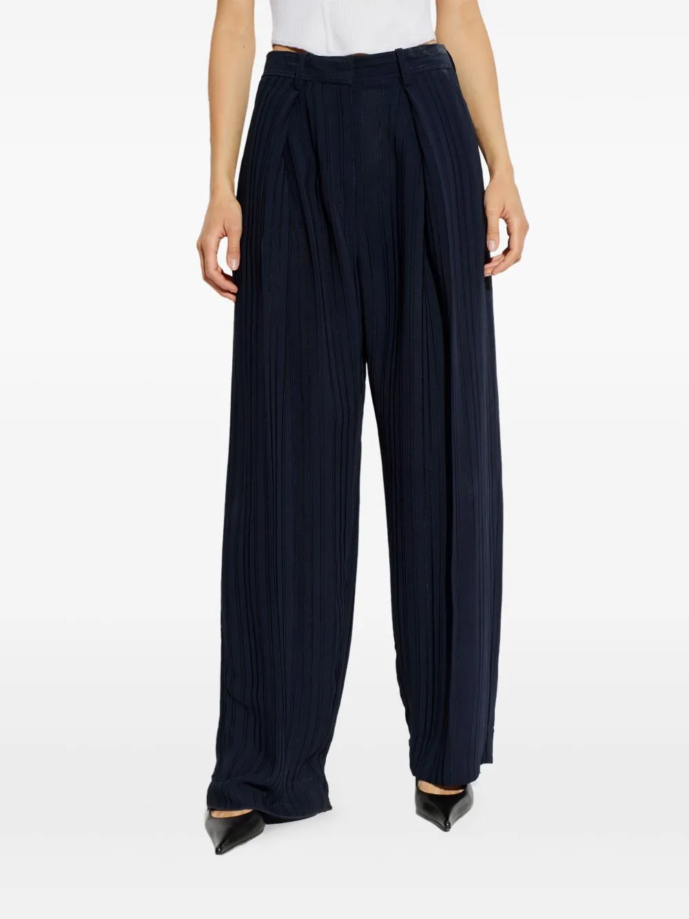 NAVY WIDE TROUSERS EMBROIDERED STRIPES sold by Lord & Taylor product image thumbnail 5
