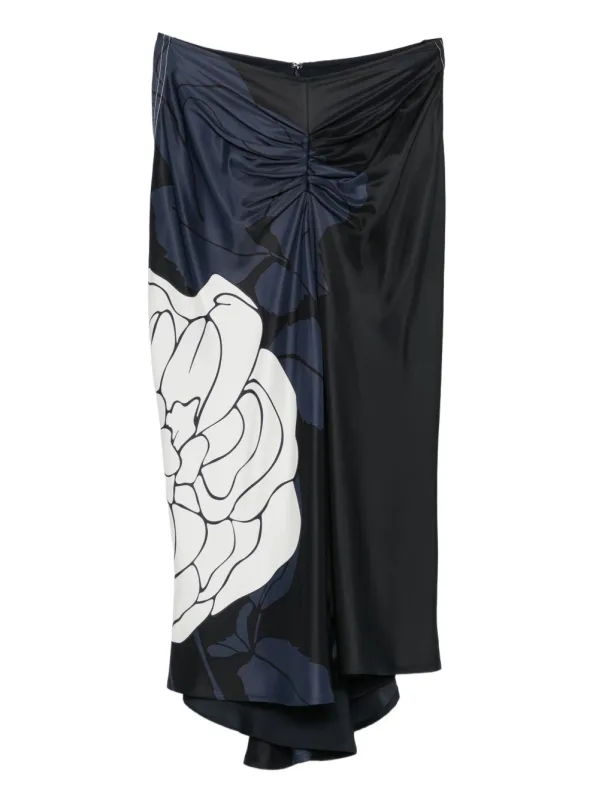 NAVY MIDI SKIRT WHITE FLOWER DRAPED sold by Lord & Taylor