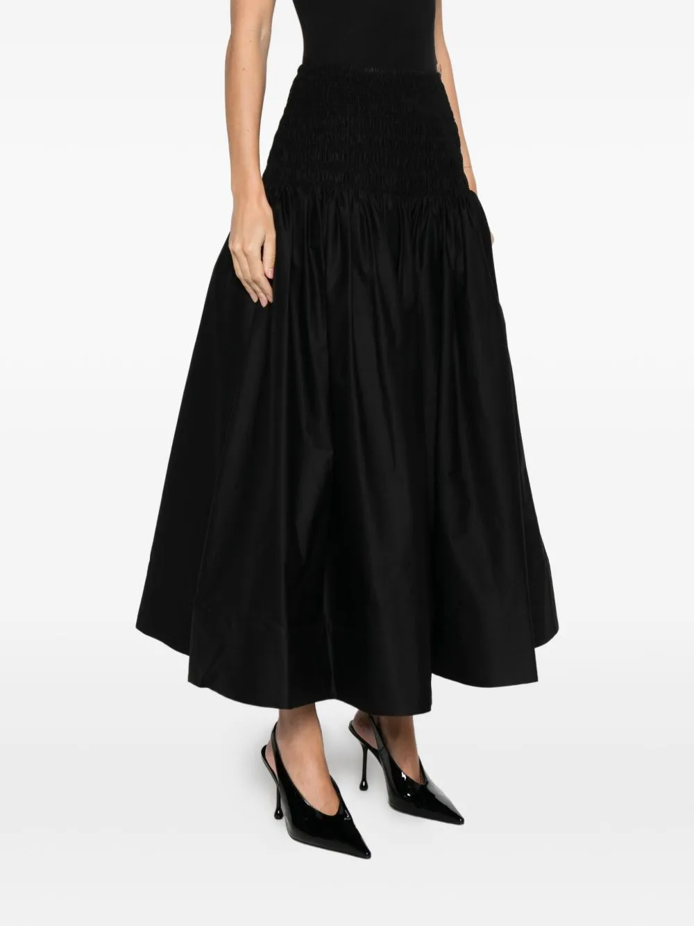 BLACK PLEATED MIDI SKIRT ELASTIC WAIST sold by Lord & Taylor product image thumbnail 3