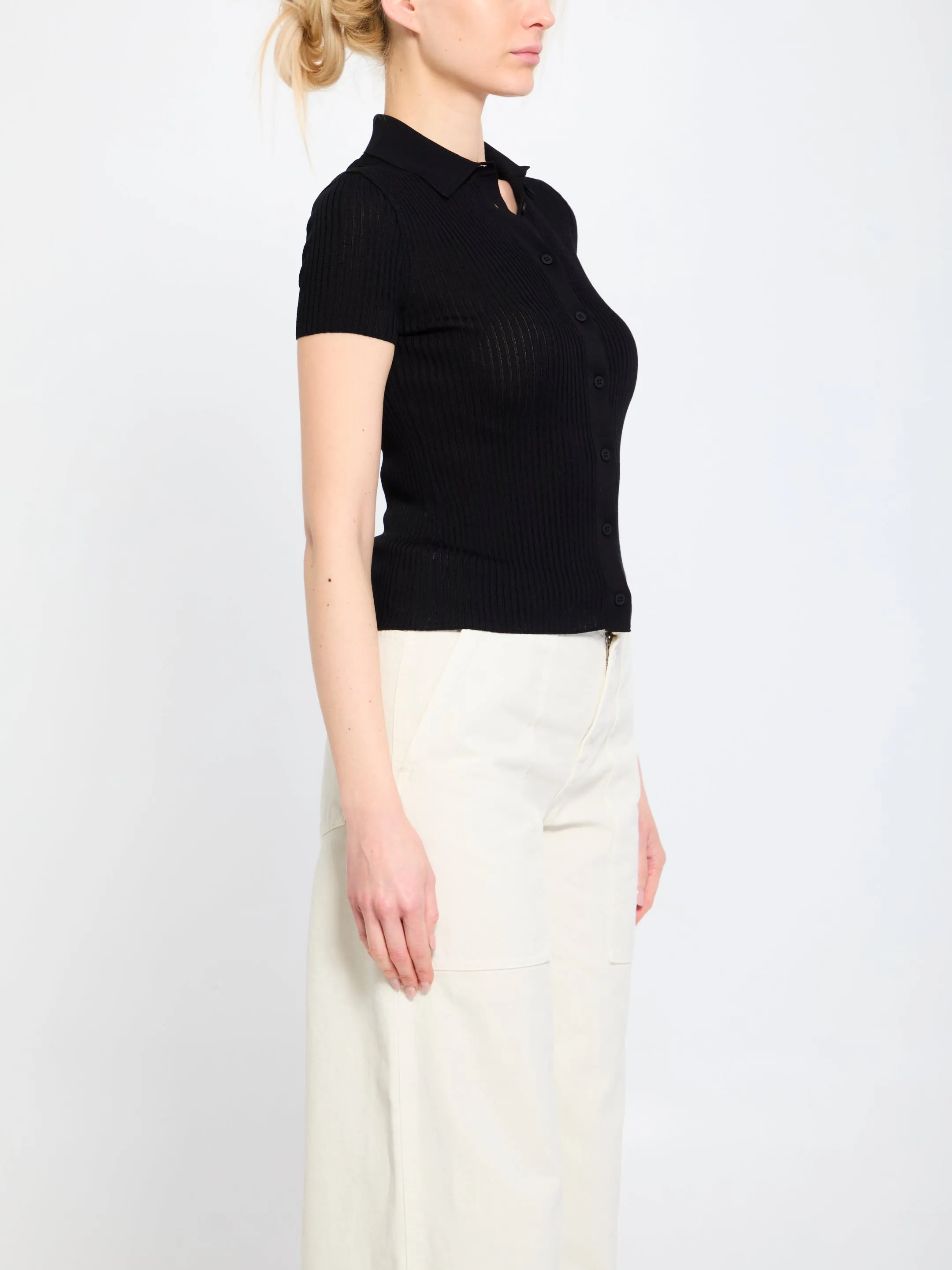 WOMEN`S SHORT SLEEVE SHIRT IN BLACK sold by Lord & Taylor product image thumbnail 2