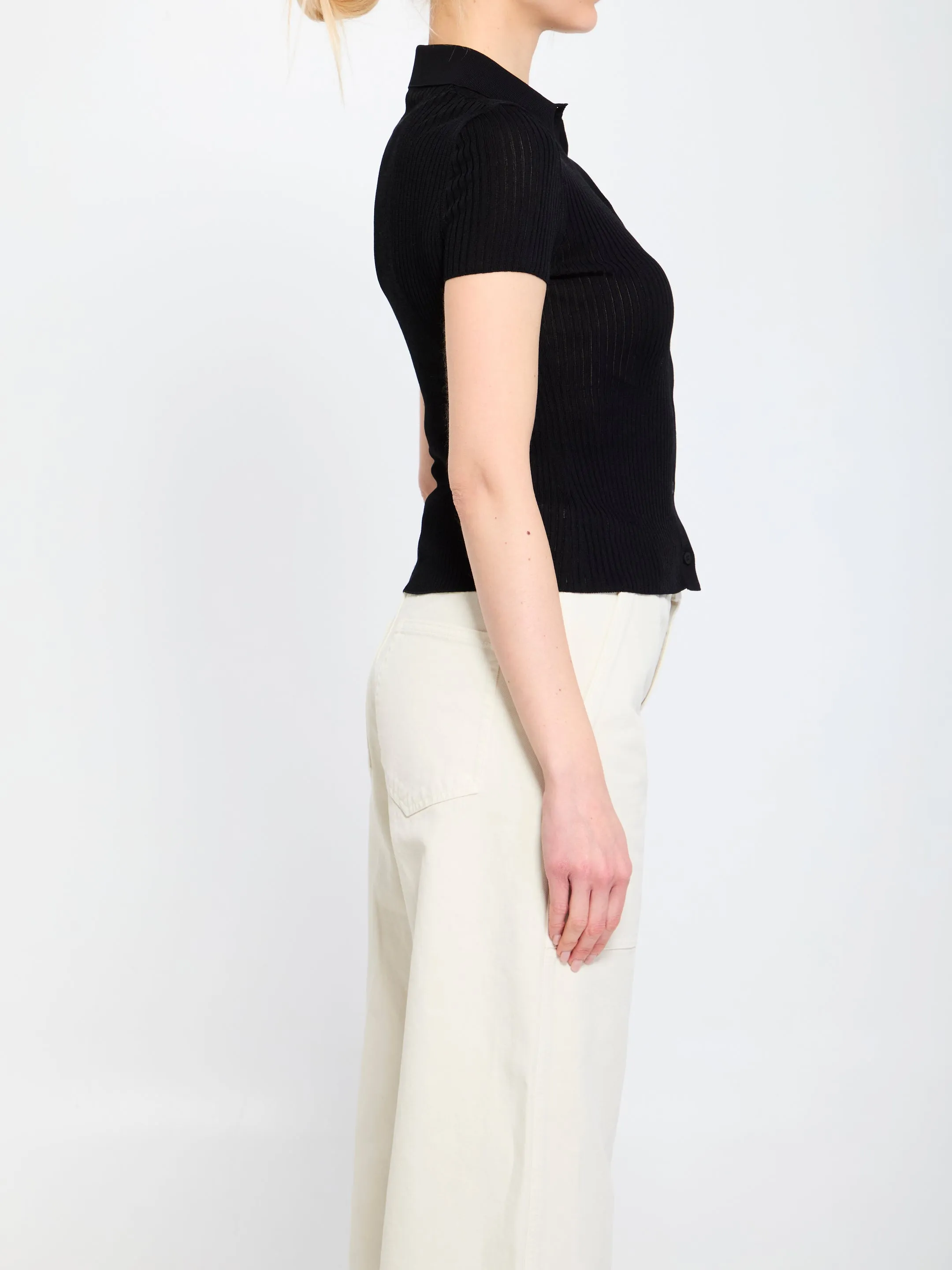 WOMEN`S SHORT SLEEVE SHIRT IN BLACK sold by Lord & Taylor product image thumbnail 3
