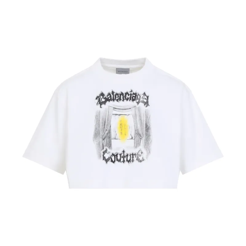 WHITE CROPPED COTTON T-SHIRT sold by Lord & Taylor