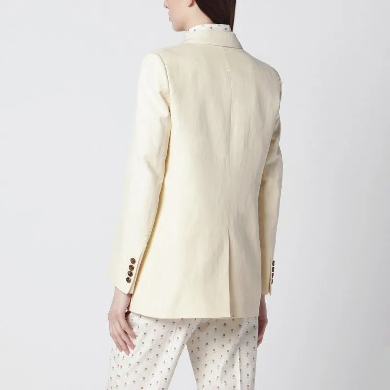 BUTTERCOLOURED DOUBLEBREASTED JACKET IN LINEN AND SILK sold by Lord & Taylor product image thumbnail 2