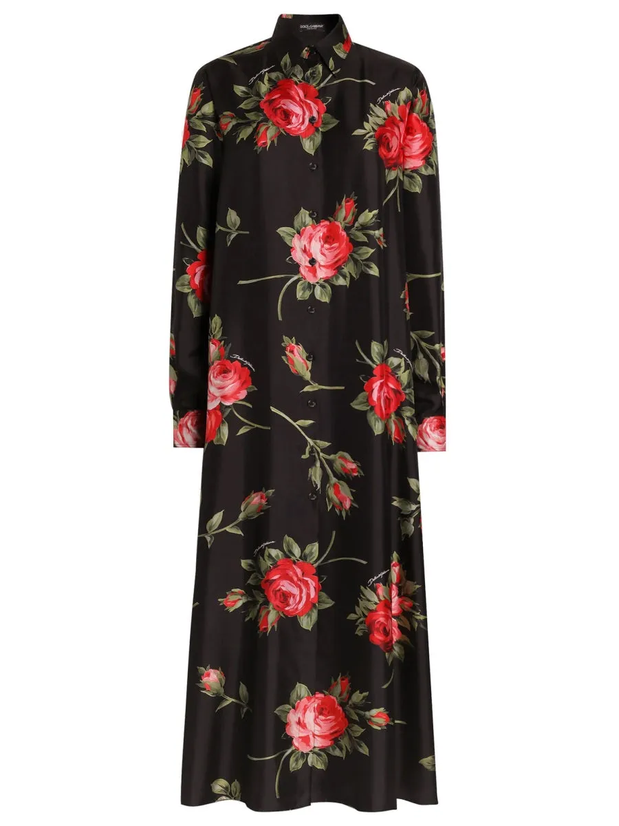 ROSE BOUQUET PRINT TWILL LONG DRESS sold by Lord & Taylor