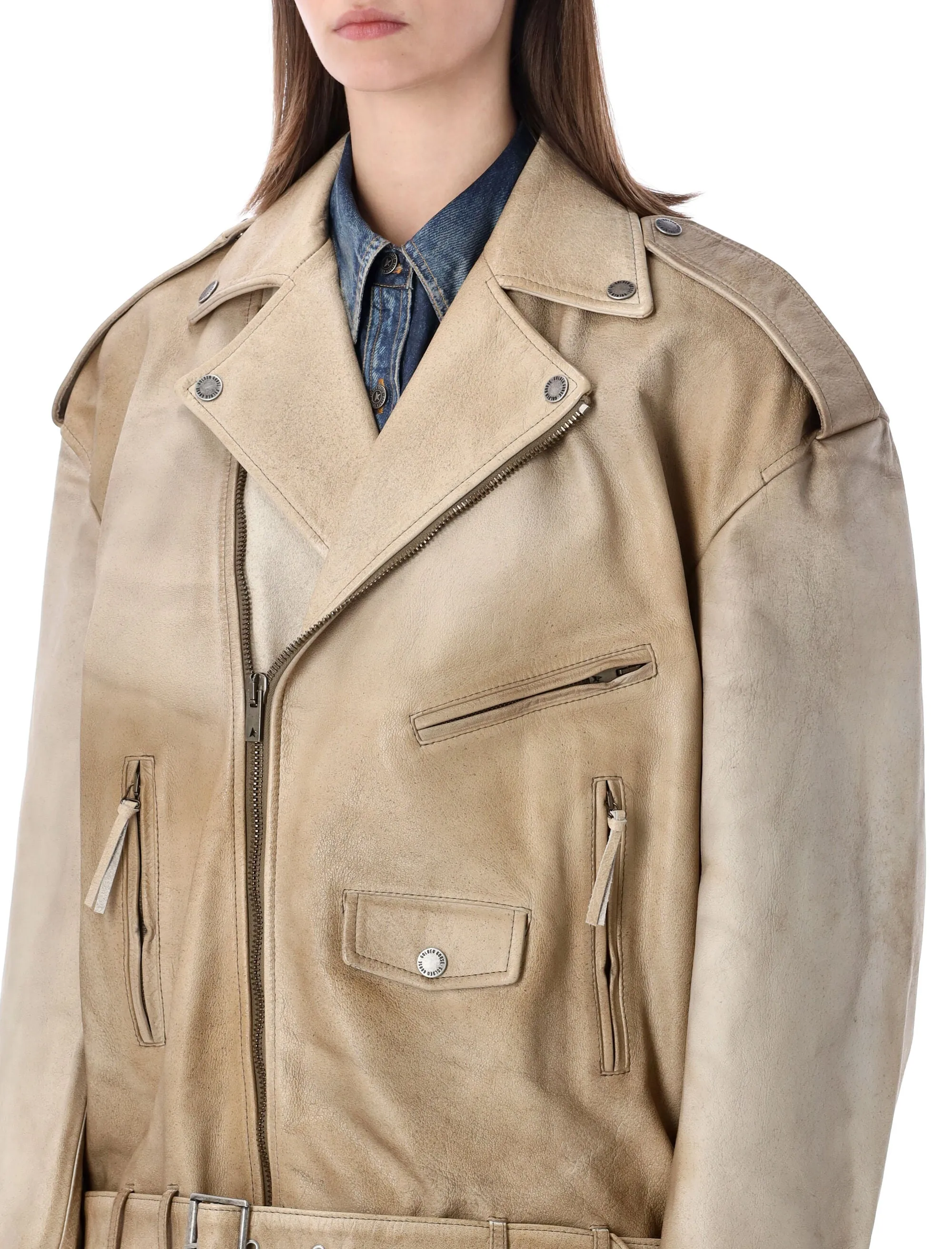 "JOURNEY" UNISEX OVER JACKET PHOEBE TREATED HAND DYED LEATHER sold by Lord & Taylor product image thumbnail 3