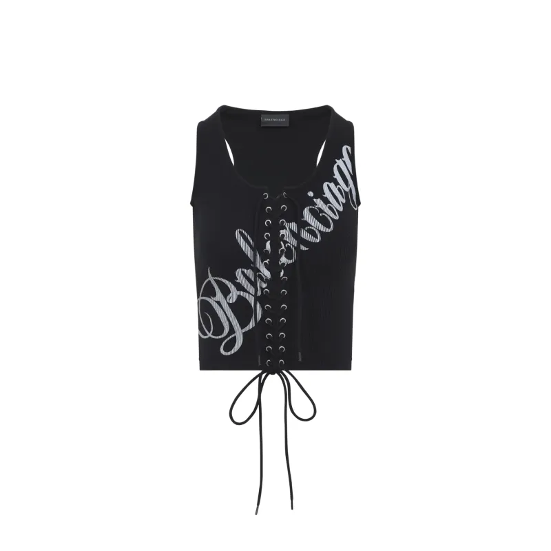 BLACK COTTON TANK TOP made by Balenciaga