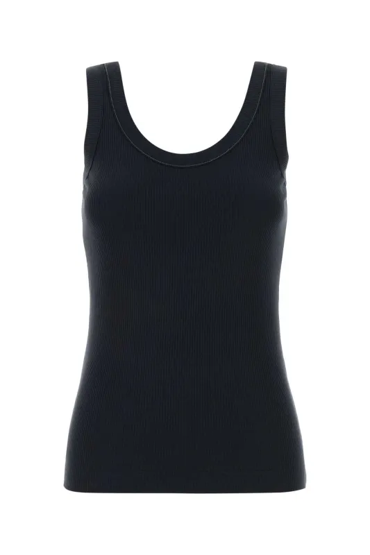 DARK BLUE STRETCH COTTON TANK TOP made by Brunello Cucinelli