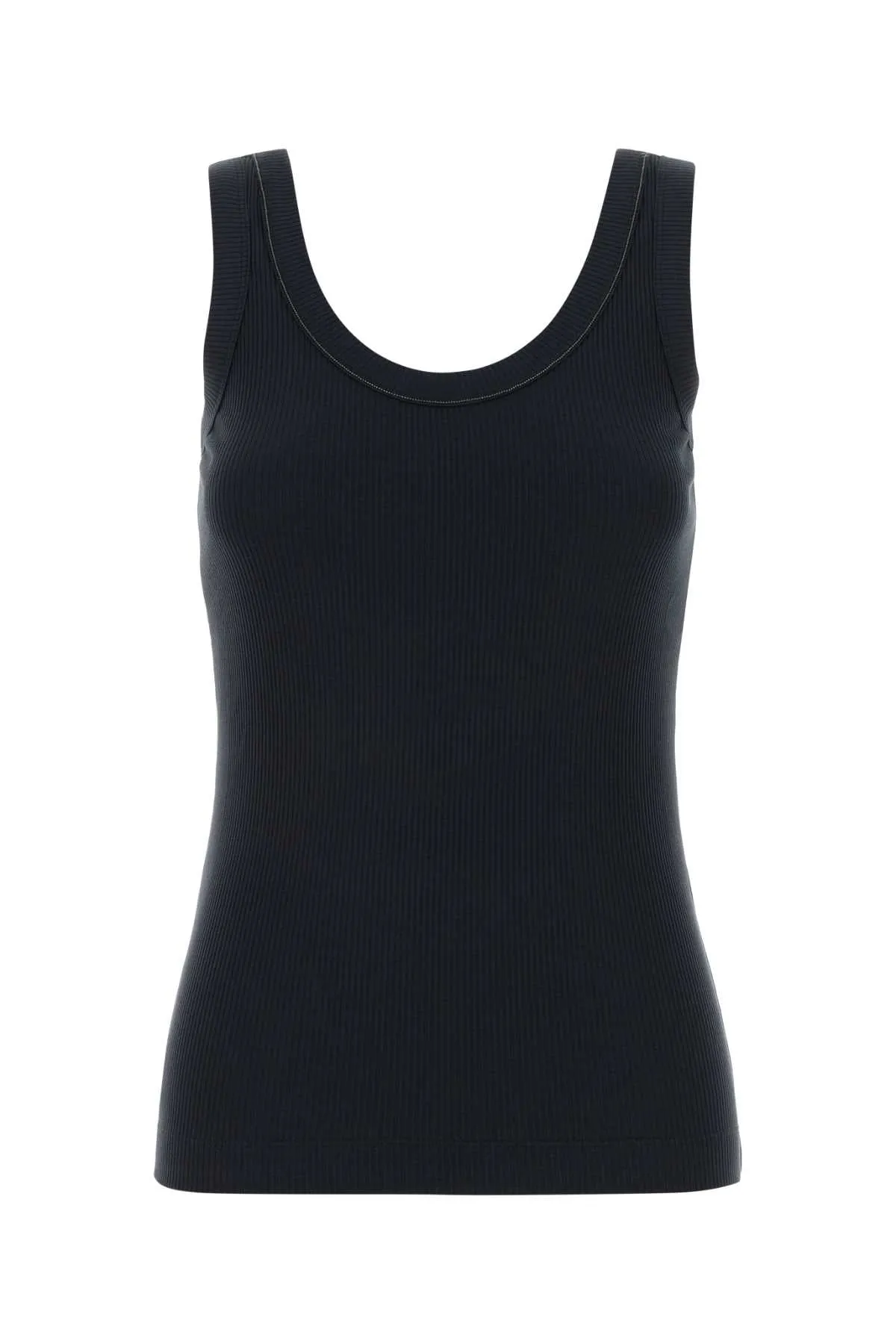 DARK BLUE STRETCH COTTON TANK TOP sold by Lord & Taylor