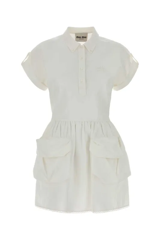 WHITE COTTON BLEND DRESS made by Miu Miu