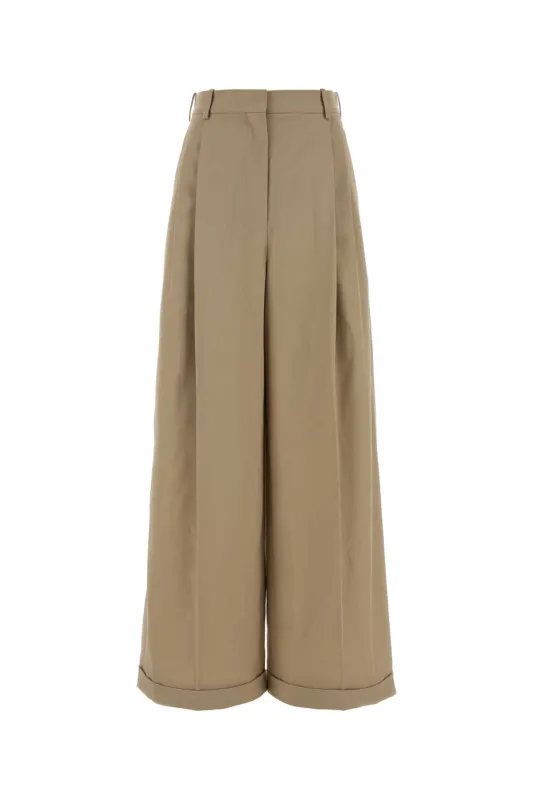 BEIGE COTTON WIDE-LEG PANT sold by Lord & Taylor