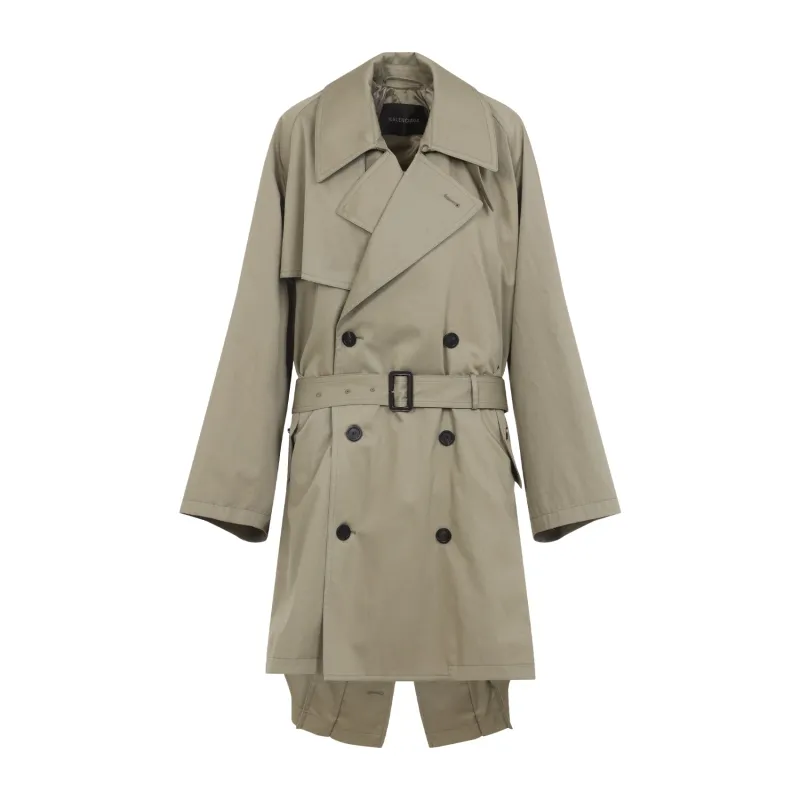 SAGE GREEN GABARDINE TRENCH COAT made by Balenciaga