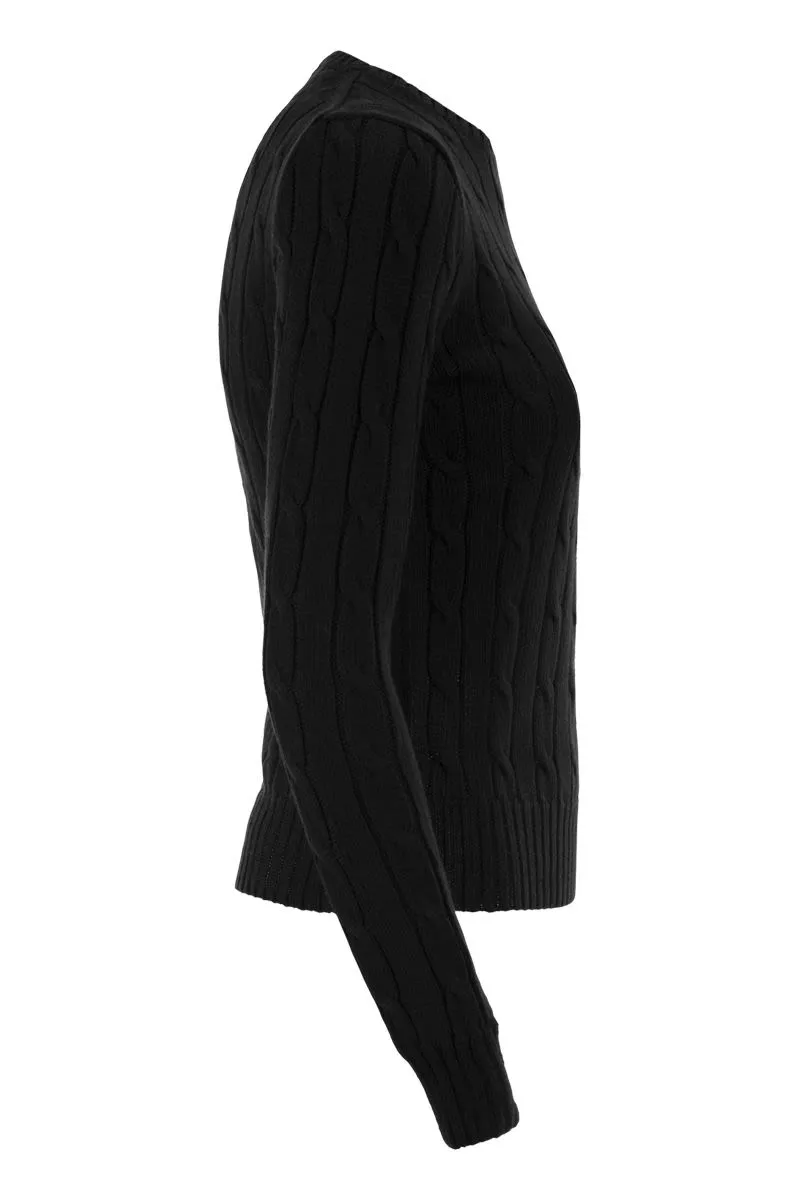 COTTON CABLE KNIT CREW NECK JUMPER sold by Lord & Taylor product image thumbnail 3