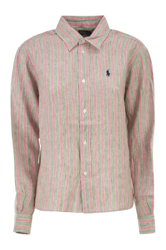 SHORT, LOOSE-FITTING LINEN SHIRT sold by Lord & Taylor